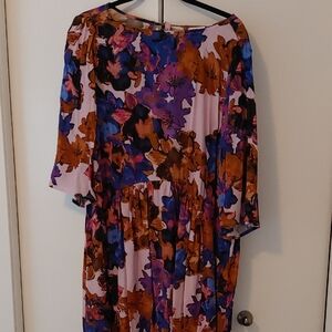 Saint Tropez West Pink Floral Long Sleeve Midi Dress